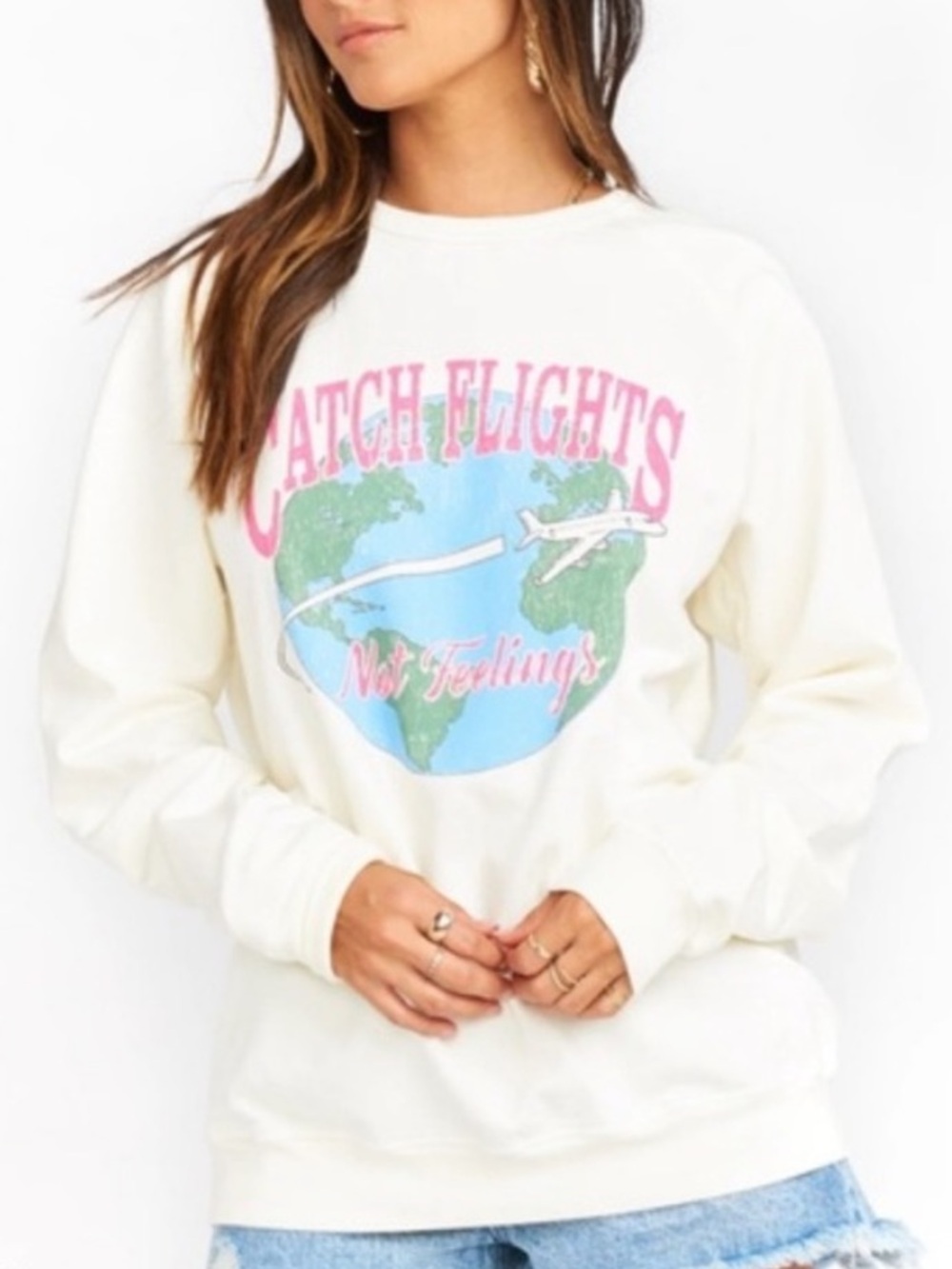 Show Me Your Mumu Catch Flights Not Feelings Organic Cotton Sweatshirt, Size M